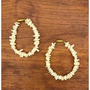 Mother of Pearl Chip Bracelets Set of 2 Magnetic Clasps Convertible to Necklace